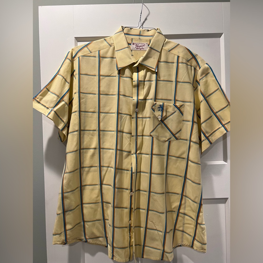 Original Penguin Casual Yellow Plaid Button Down Shirt